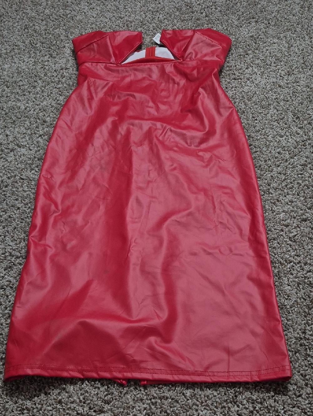 Red Faux Leather Strapless Dress